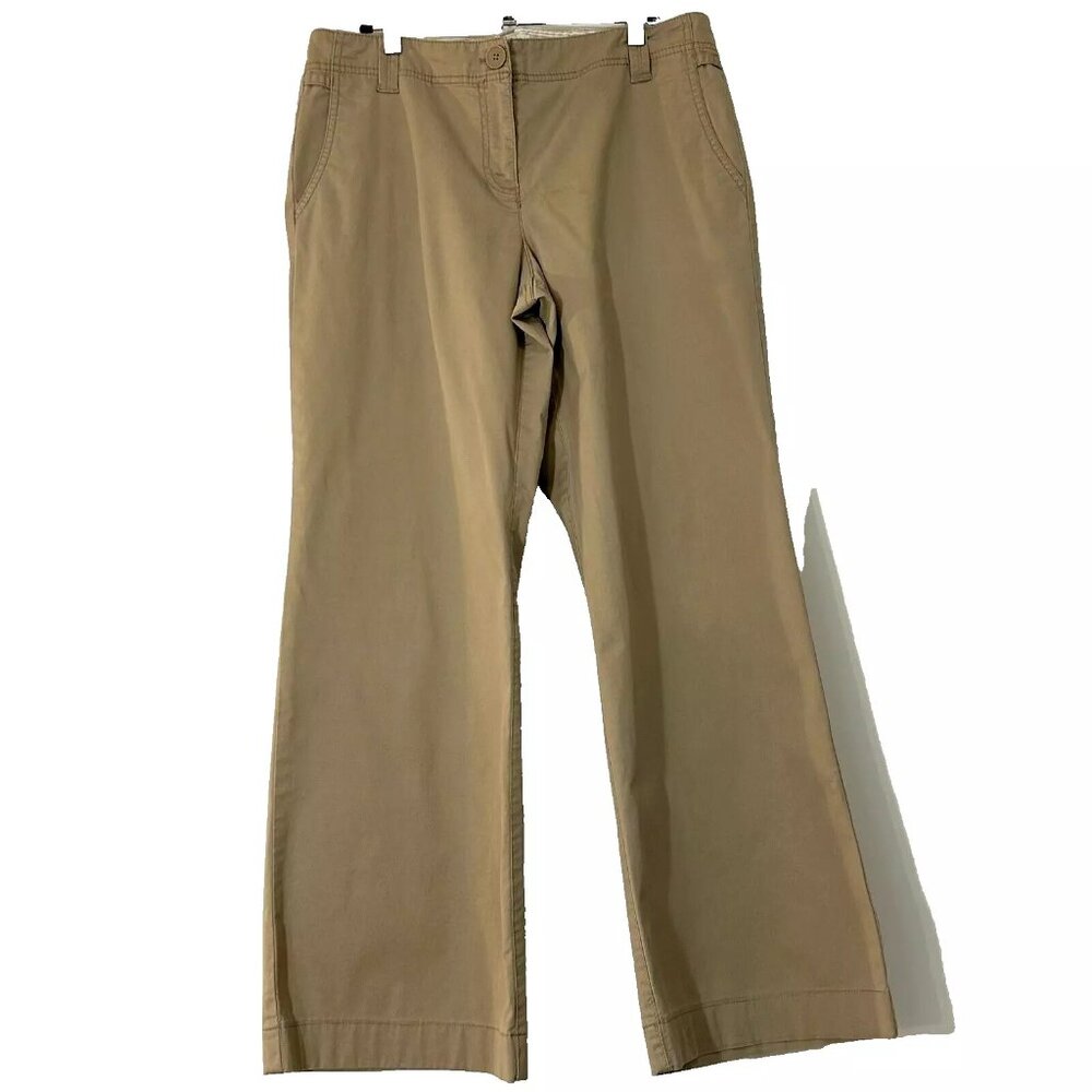 Ann Taylor Loft Wide Leg Mid Rise Kahki Pant size 8